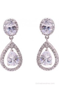 Crazymee Bridal Cubic Zirconia Aluminum, Nickel Drop Earring
